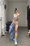SWAYING/KNIT Flared Pants SW212XZ47 Purple Gradient PS26